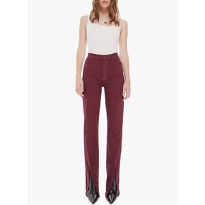 Mother Cotton The Rascal Sliced Up Heel Jeans in Burgundy 25